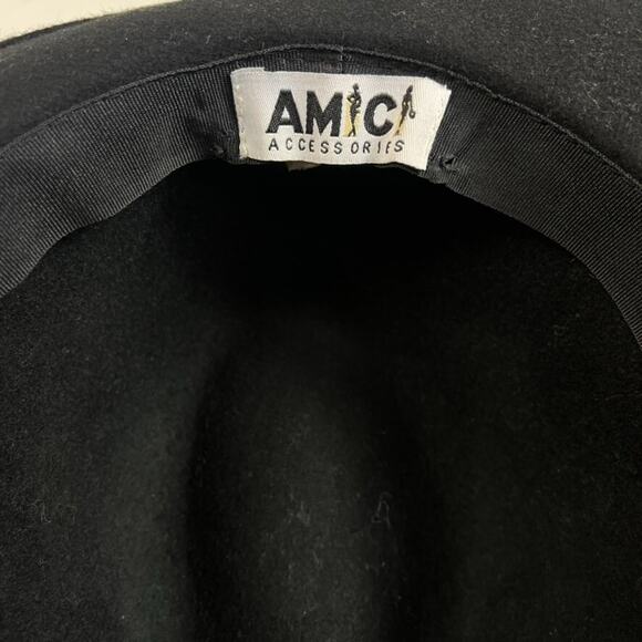 Amici Accessories Felted Wool Hat Womens Metallic Band One Size Black - Picture 7 of 9